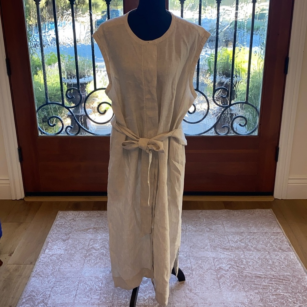 J Crew tan 100% linen dress- classy and comfortable Size XL